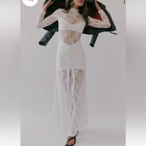 ⚜️ Nightcap Clothing drop waist white lace maxi dress